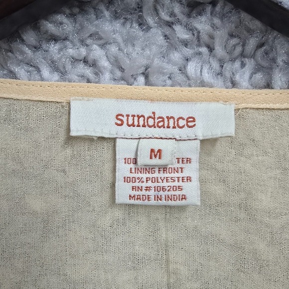 Sundance Top Womens Medium Beige Sequins Beaded Slit Sleeve Pullover Glam - Picture 5 of 11